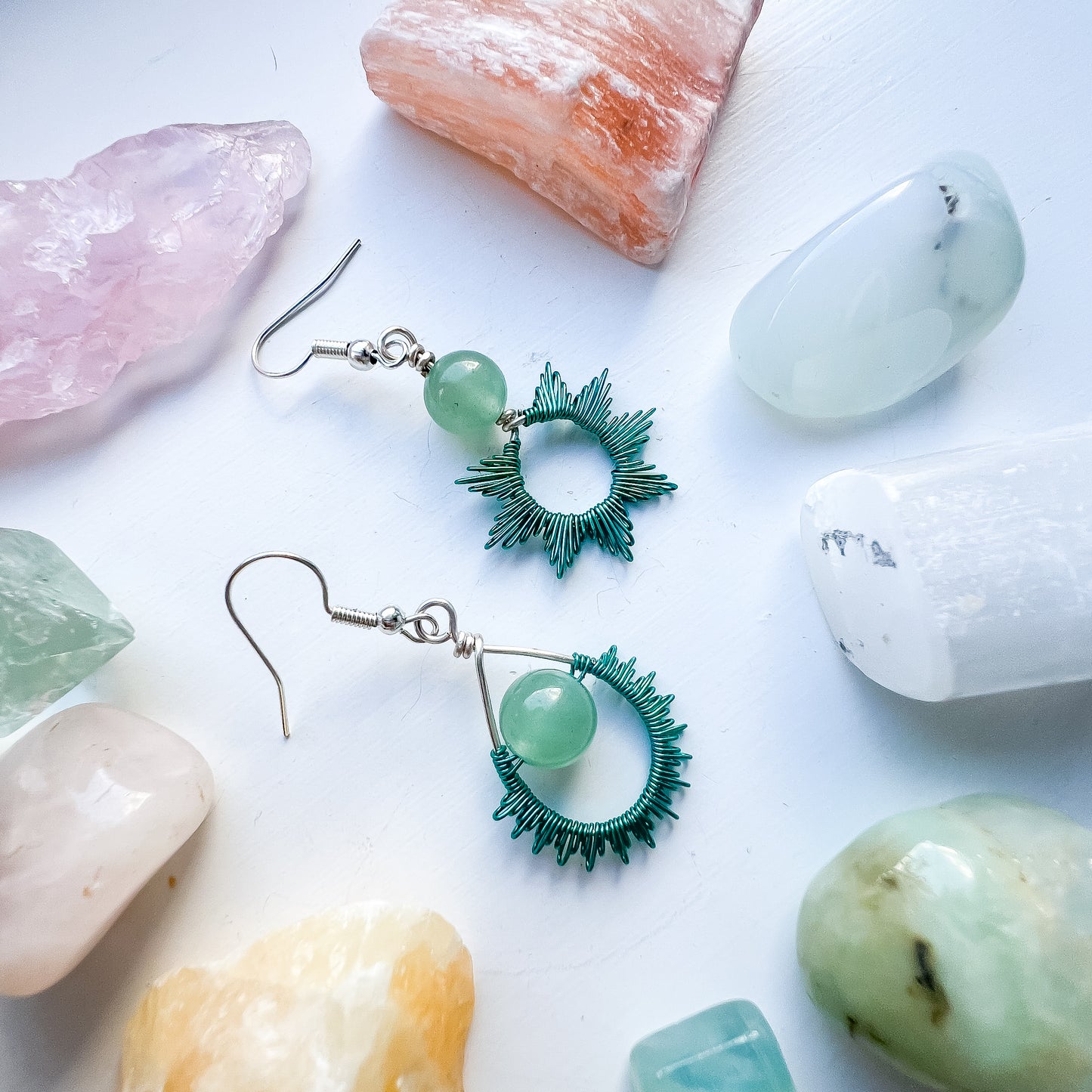 ๐ฟ๐ Aventurine Sunburst Mismatch Earrings ๐๐ฟ Jewellery MakerTV Piece ๐ฉท๐