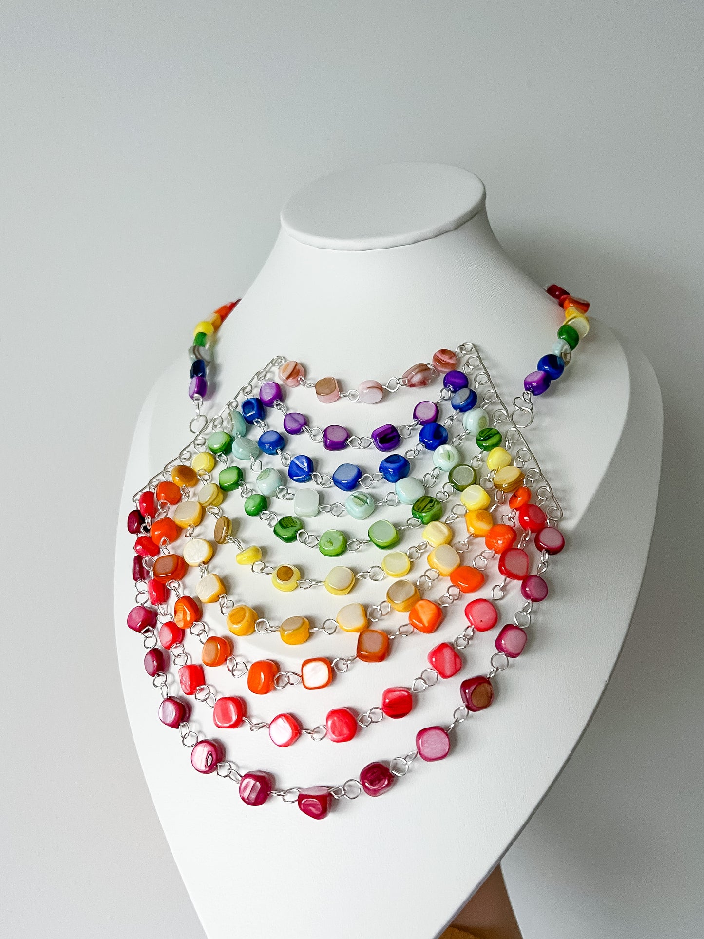 🌈🦋 Radiant Spectrum – Rainbow Mother of Pearl Bib Necklace 🦋🌈 Jewellery MakerTV Piece 🩷💚