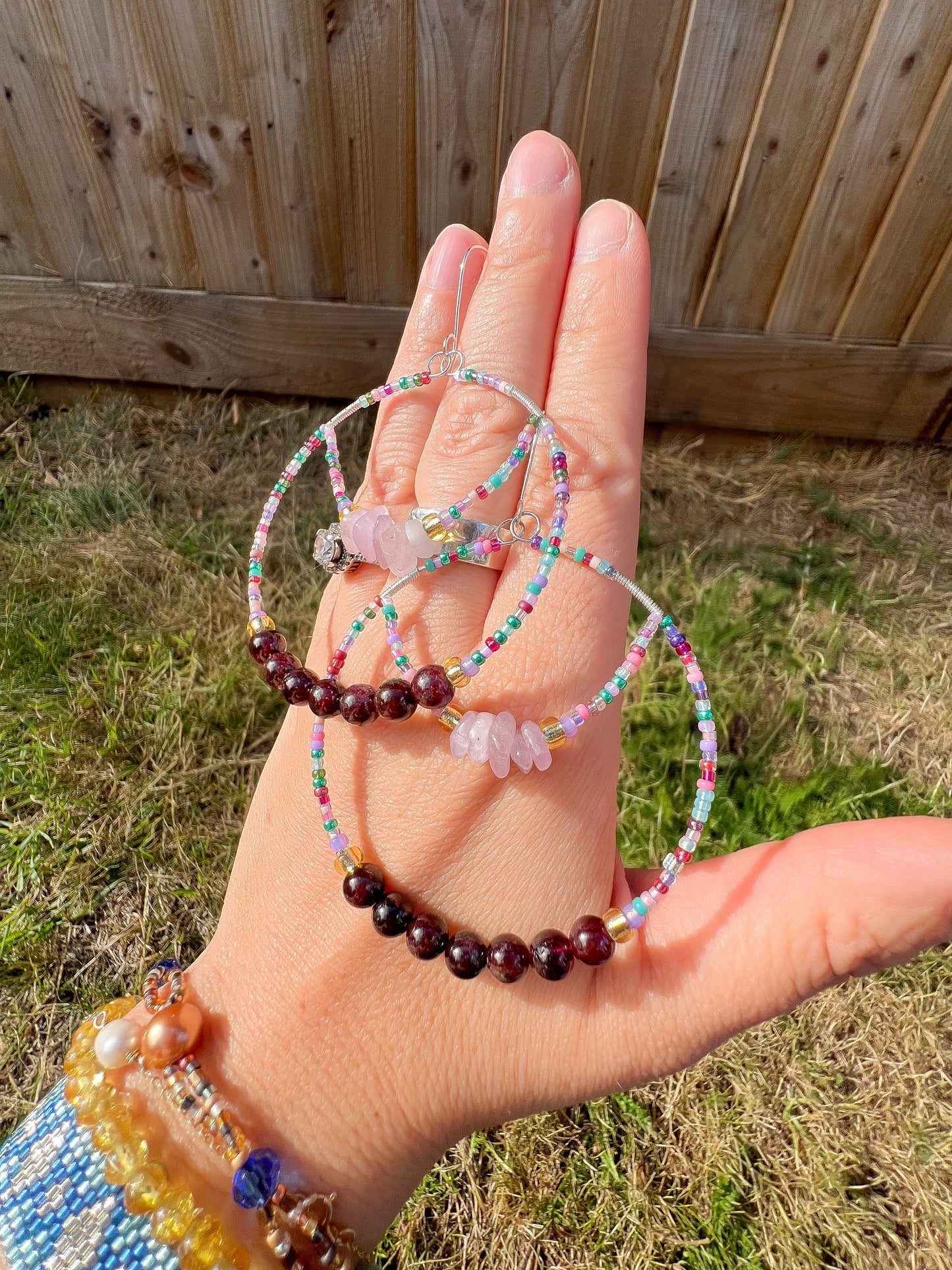 . ❤️ Grounded self love and acceptance earrings ❤️ with garnet and kunzite