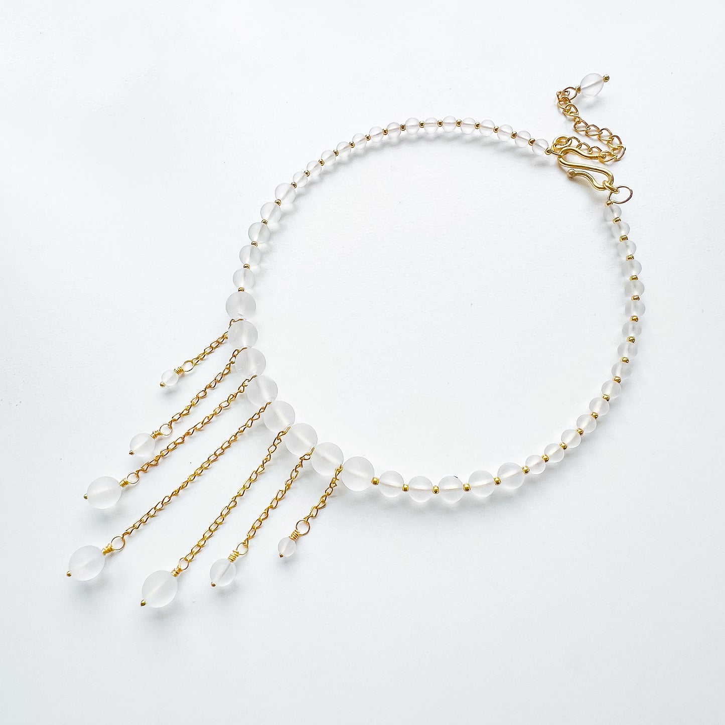 🤍✨Frosted Clear Quartz Graduated Cascade Necklace ✨🤍 Jewellery MakerTV Piece 🩷💚