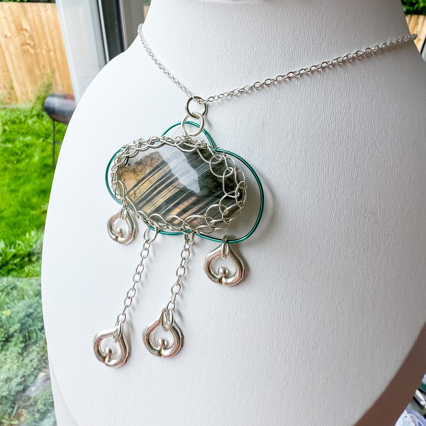 ✨🌧️ Rain Cloud Labradorite Pendant 🌧️✨ Jewellery MakerTV Piece 🩷💚