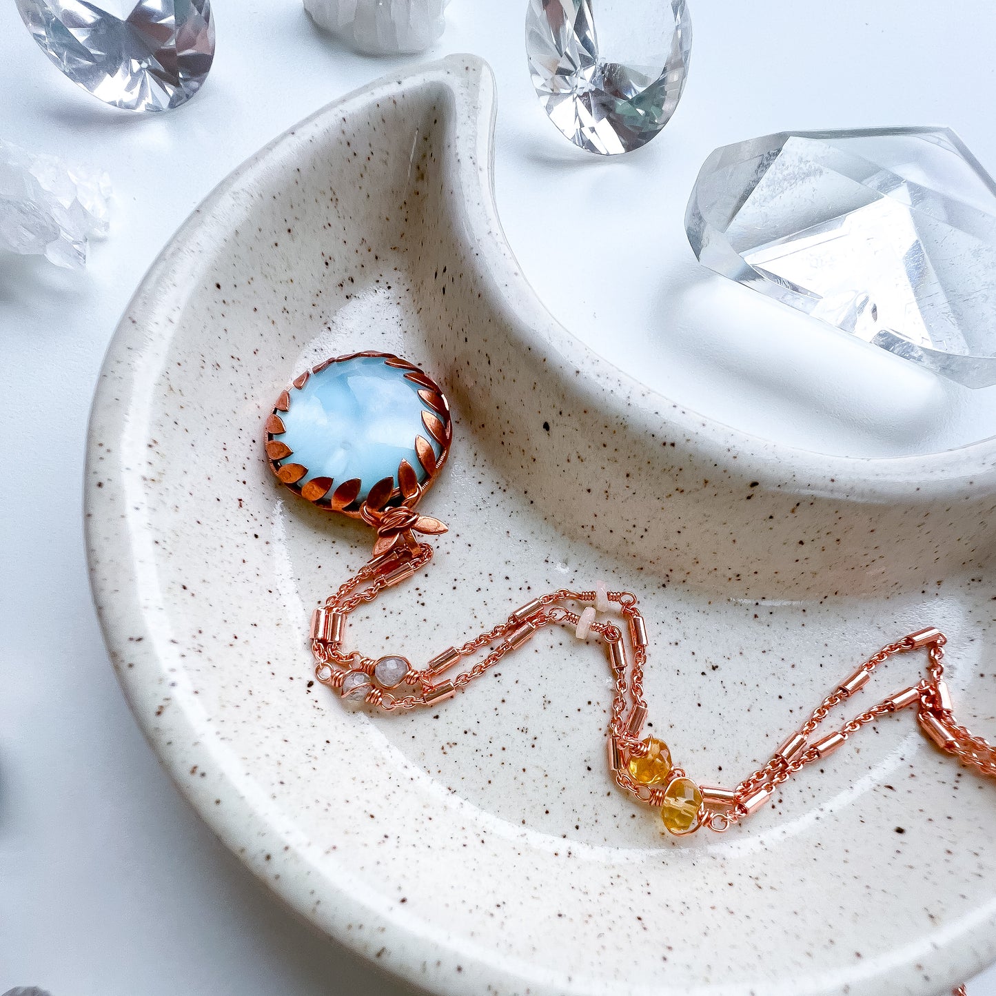 Large Larimar pendant - Ocean Harmony Necklace: Intuition Illuminated, Creativity Unleashed