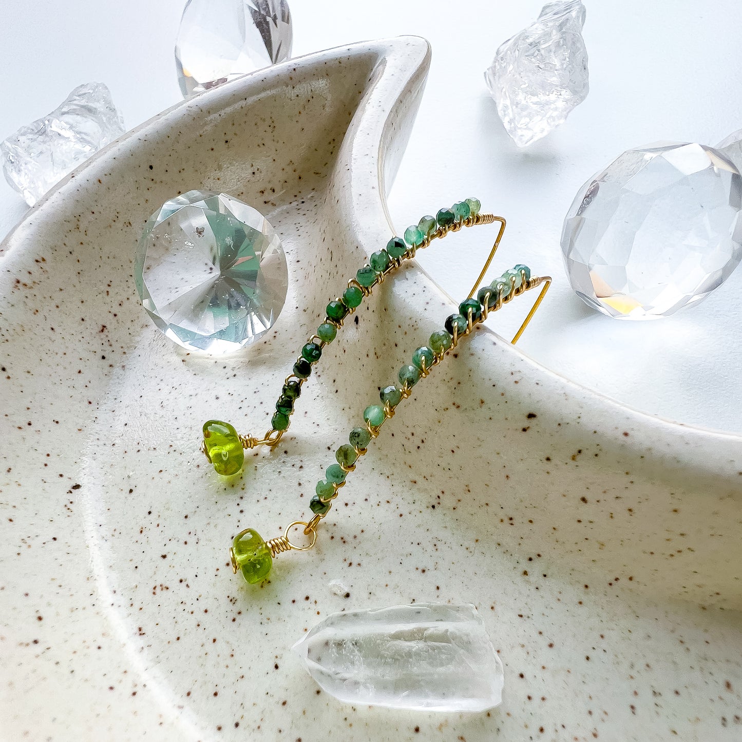 Emerald Goddess earrings gold
