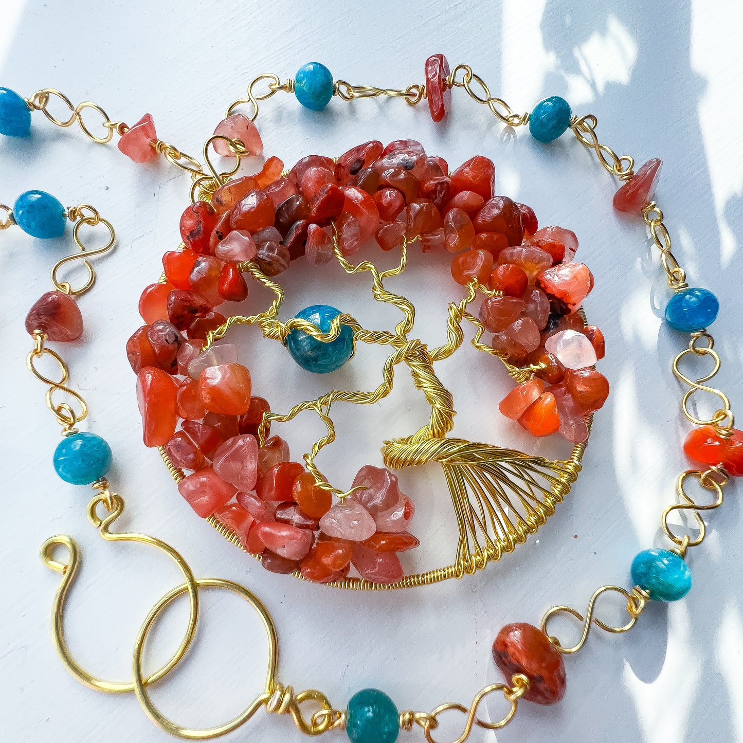 🌳✨❤️ Nanhong Agate and Neon Apatite Tree of Life Pendant ❤️✨🌳 Healing Forest Collection