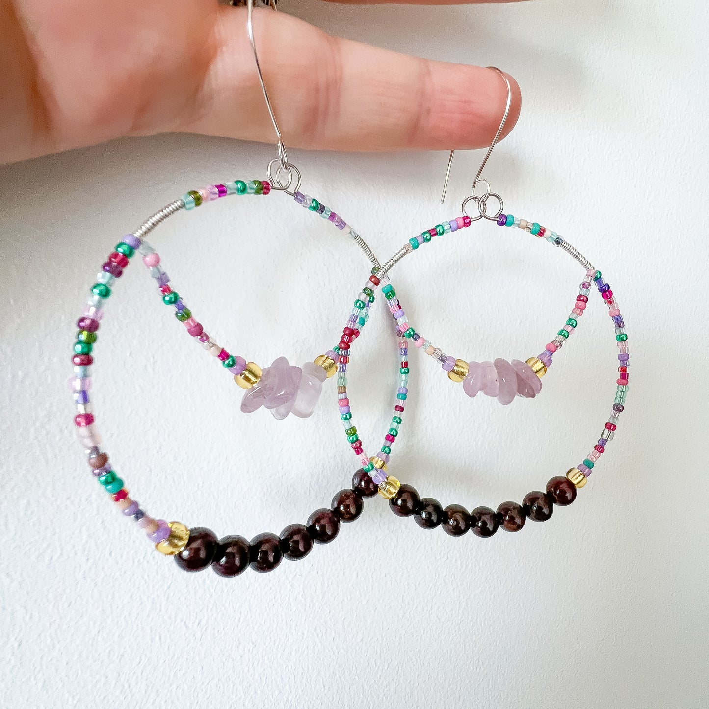 . ❤️ Grounded self love and acceptance earrings ❤️ with garnet and kunzite