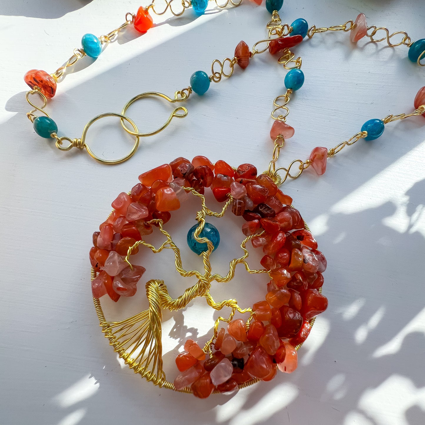 🌳✨❤️ Nanhong Agate and Neon Apatite Tree of Life Pendant ❤️✨🌳 Healing Forest Collection
