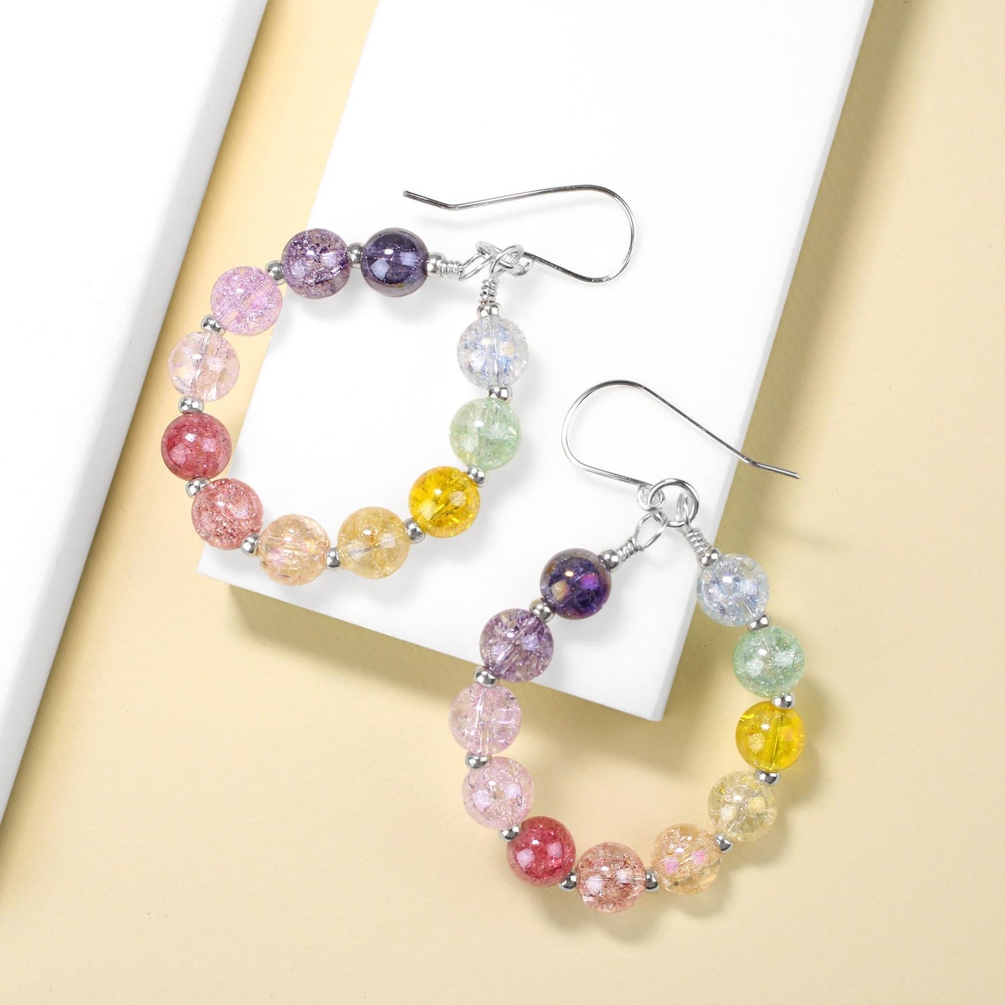 🌈✨ Rainbow Crackled Glass Hoop Earrings ✨🌈 Jewellery MakerTV Piece 🩷💚