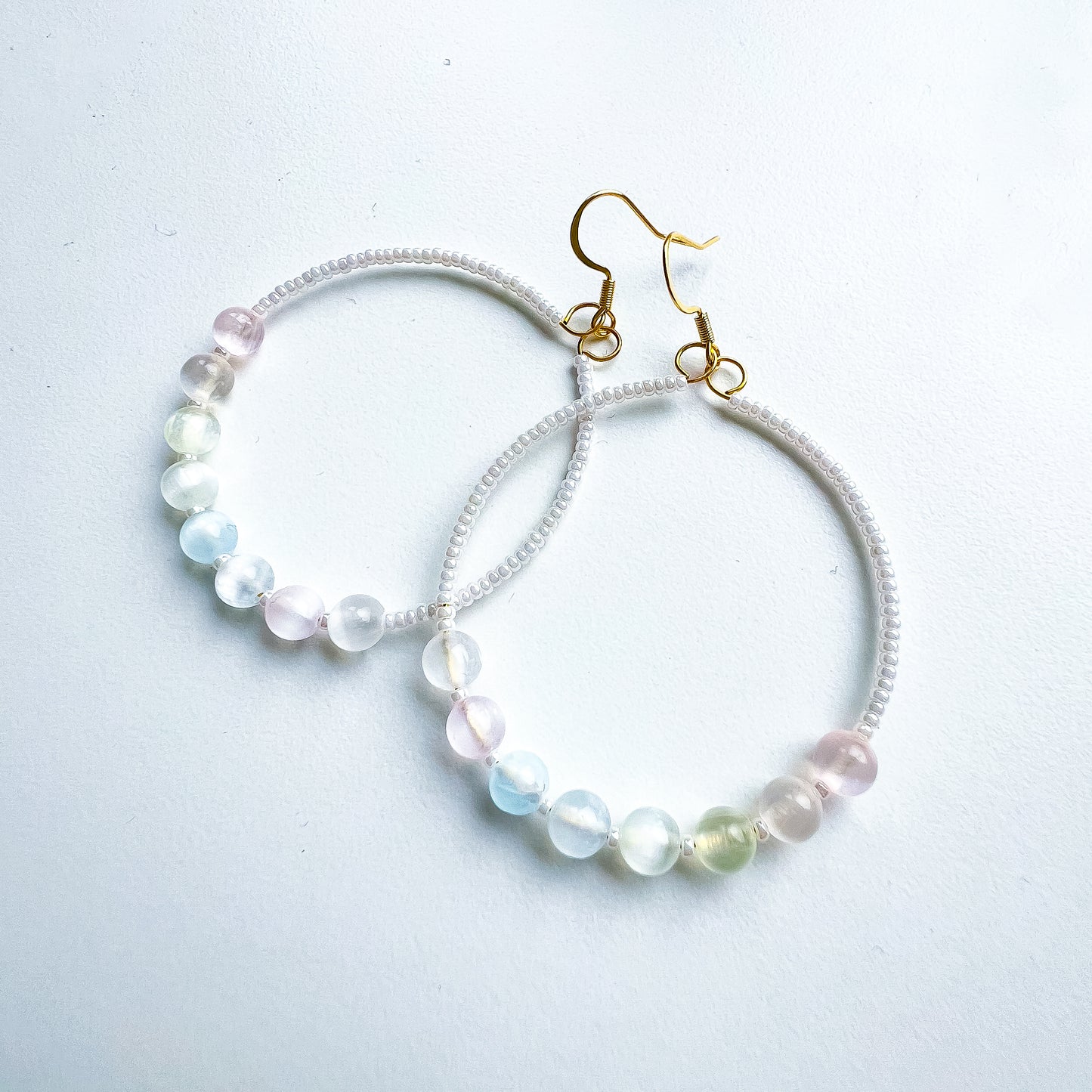 Pastel selenite statement hoop earrings gold