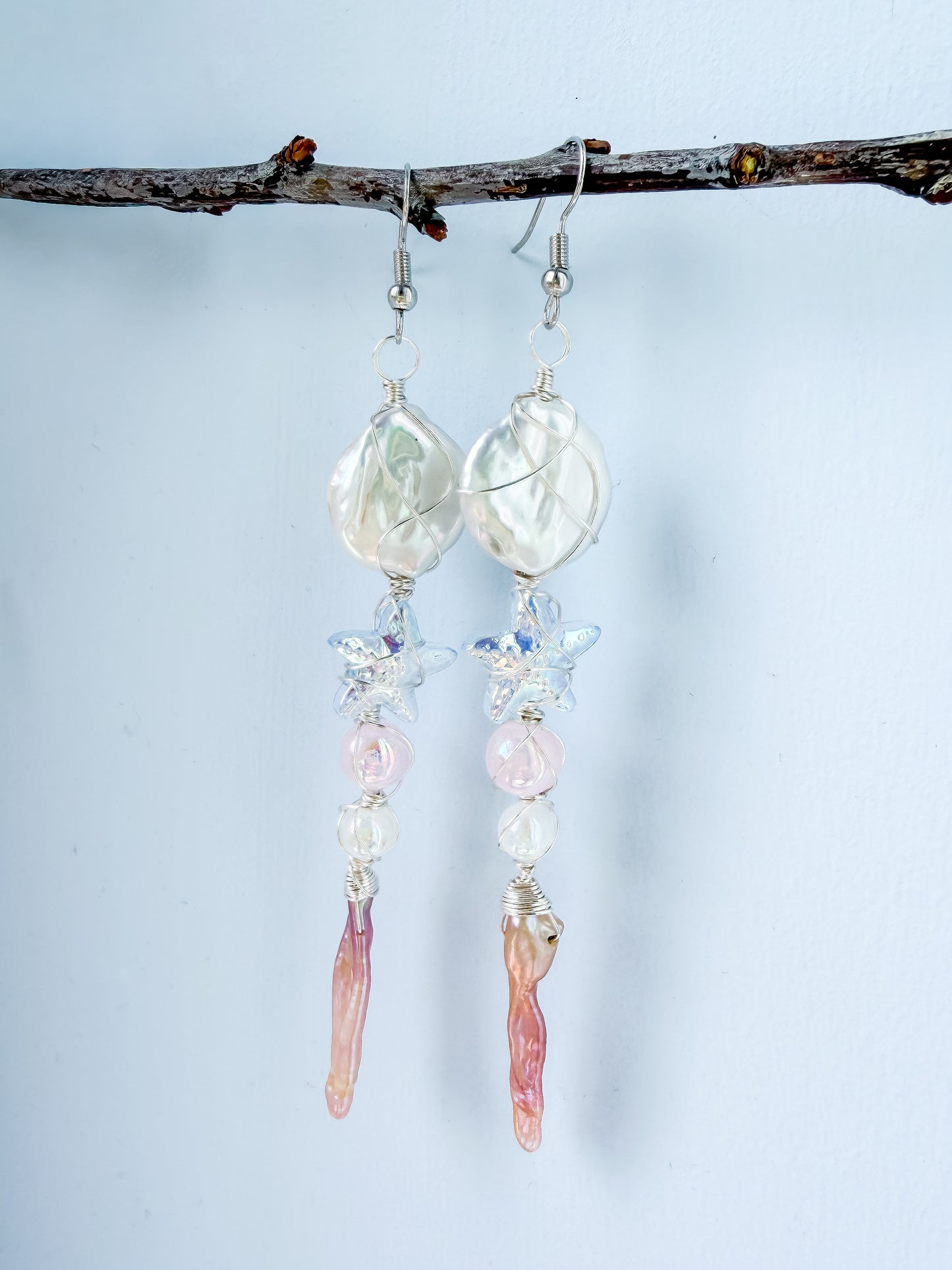 ✨ The Siren’s Sea Star Earrings ✨ Baroque Pearl Drop Earrings | Long Pearl Dangle Earrings | Handmade Statement Earrings