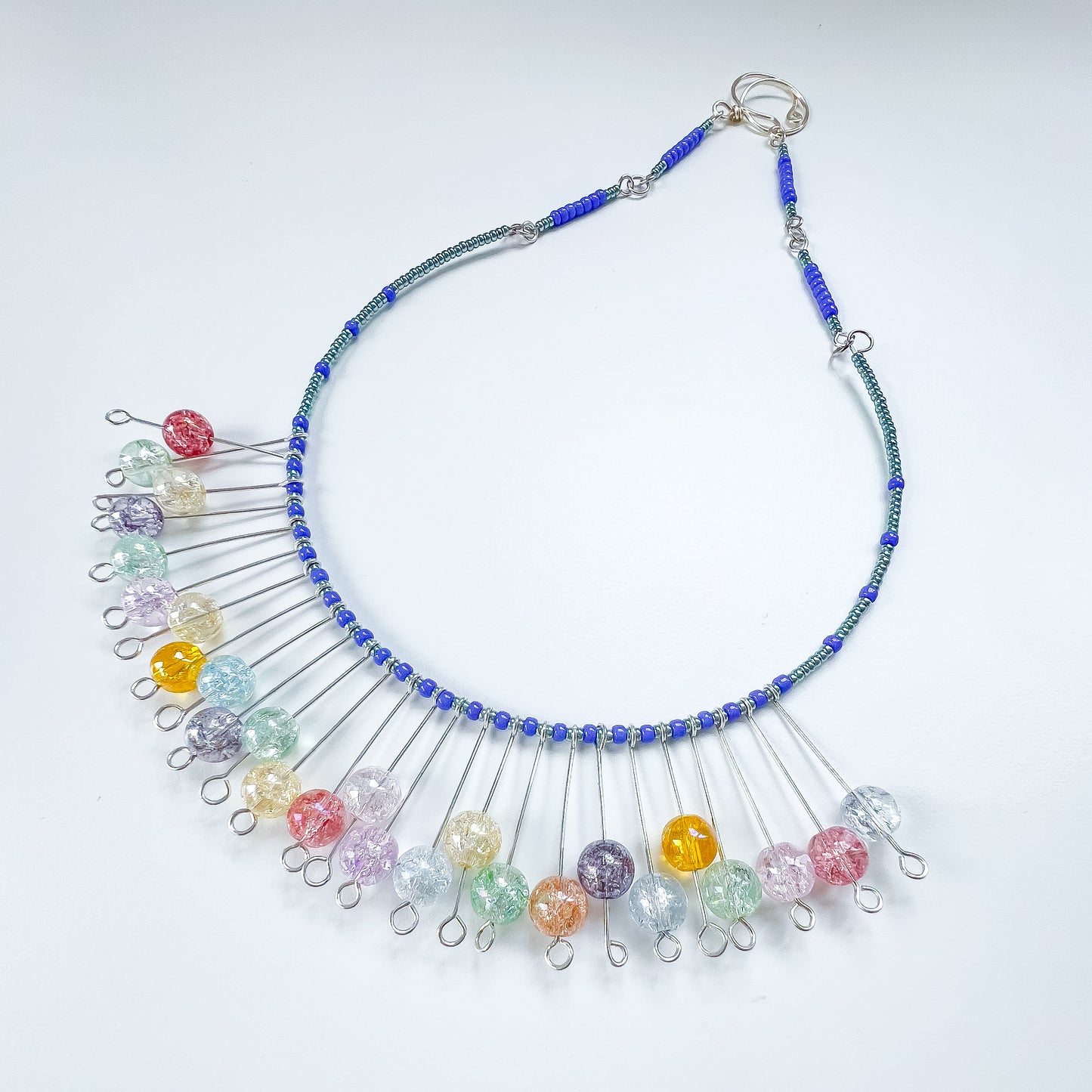 🌈✨ Multicoloured Crackled Glass Choker Necklace ✨🌈 Jewellery MakerTV Piece 🩷💚