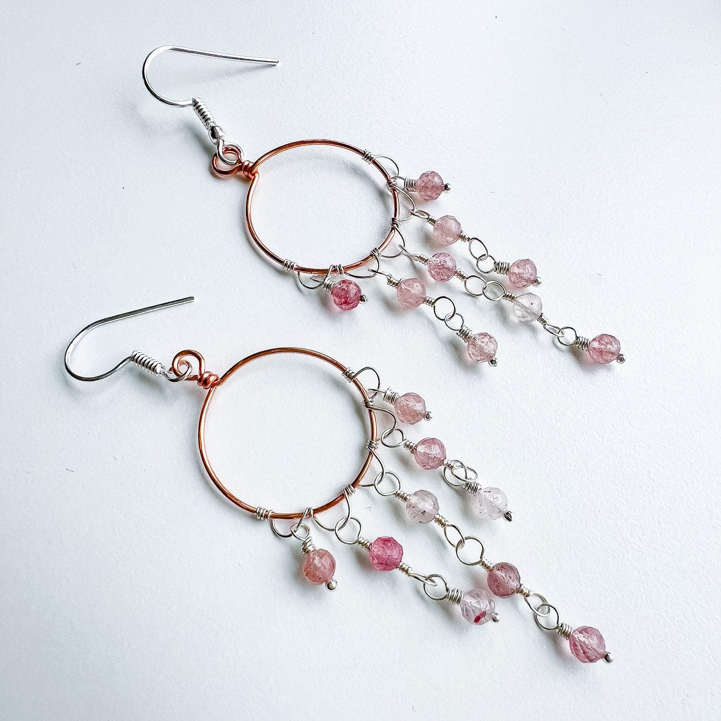 🍓✨ Strawberry Quartz Cascade Hoops ✨🍓 Jewellery MakerTV Piece 🩷💚