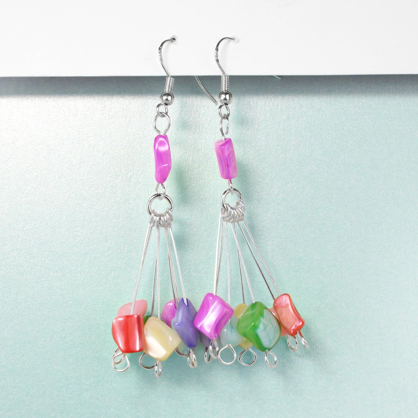 🌈🦋 Pastel Rainbow Mother of Pearl Drop Earrings 🦋🌈 Jewellery MakerTV Piece 🩷💚