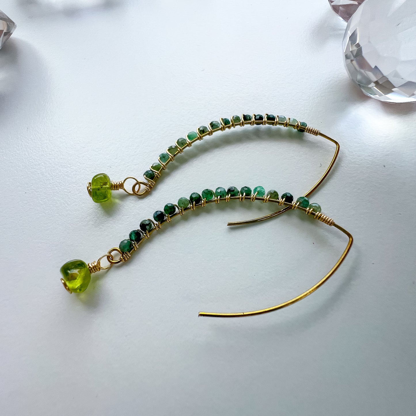 Emerald Goddess earrings gold