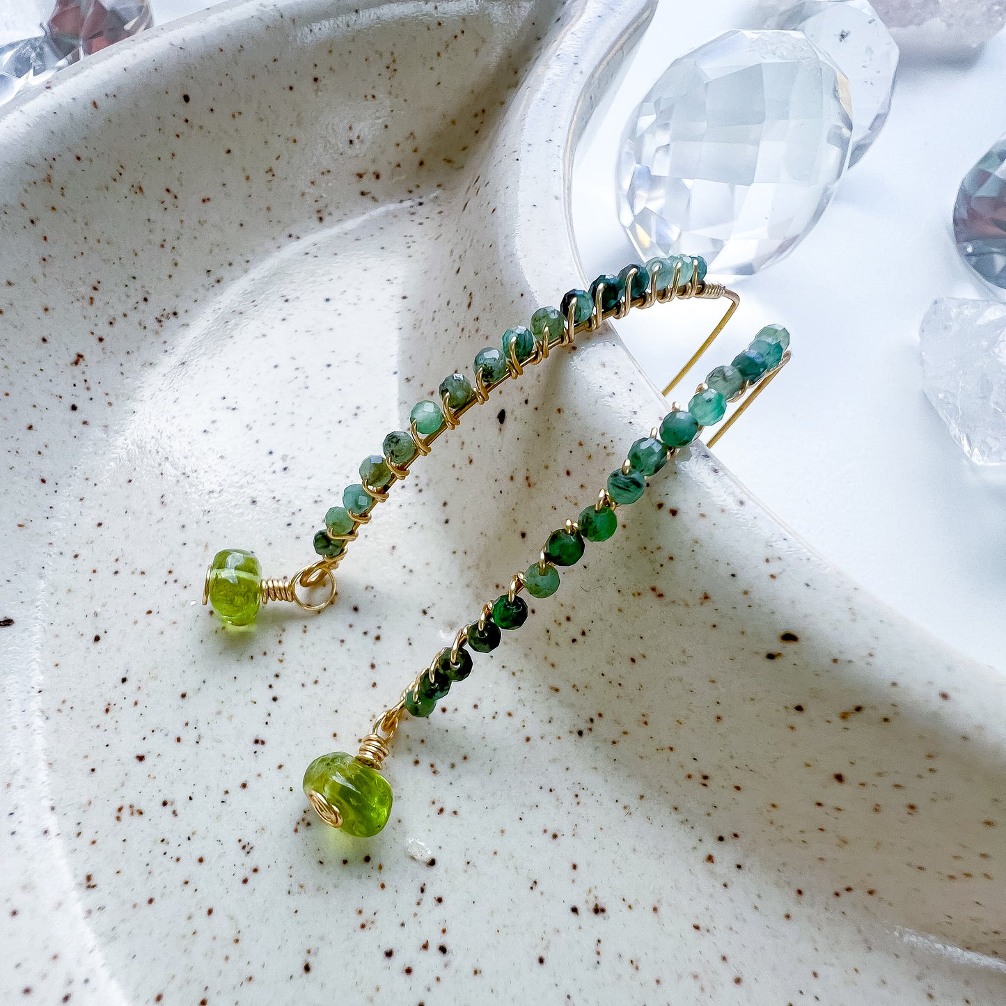 Emerald Goddess earrings gold
