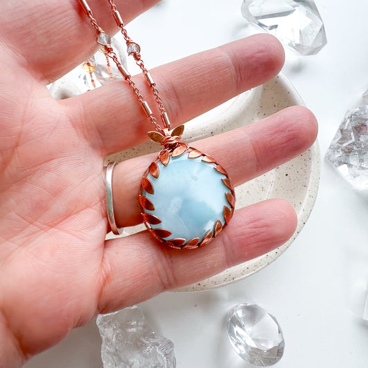 Large Larimar pendant - Ocean Harmony Necklace: Intuition Illuminated, Creativity Unleashed