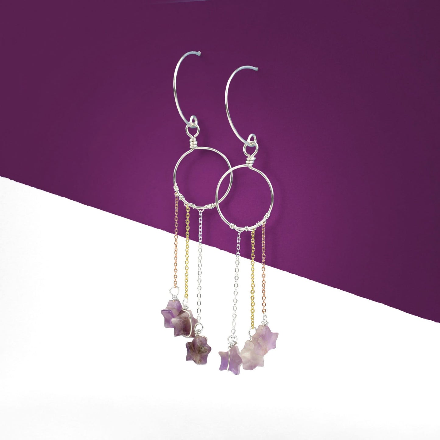 ππ Falling Star Earrings β Mixed Metal & Amethyst ππ Jewellery MakerTV Piece π©·π
