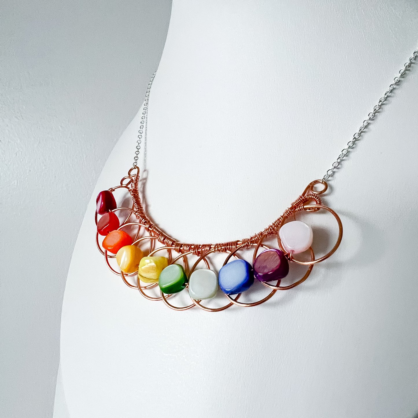 🌈🦋 Radiant Spectrum – Rainbow Mother of Pearl Looped Necklace 🦋🌈 Jewellery MakerTV Piece 🩷💚
