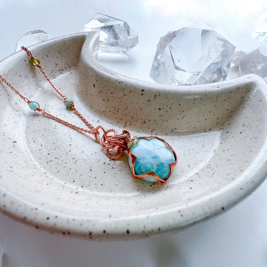 Larimar pendant - Tranquil Harmony Necklace: Healing Waves, Abundant Growth
