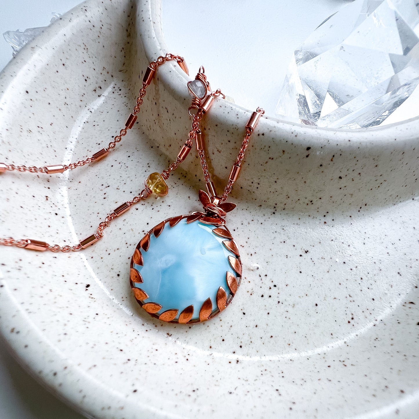 Large Larimar pendant - Ocean Harmony Necklace: Intuition Illuminated, Creativity Unleashed