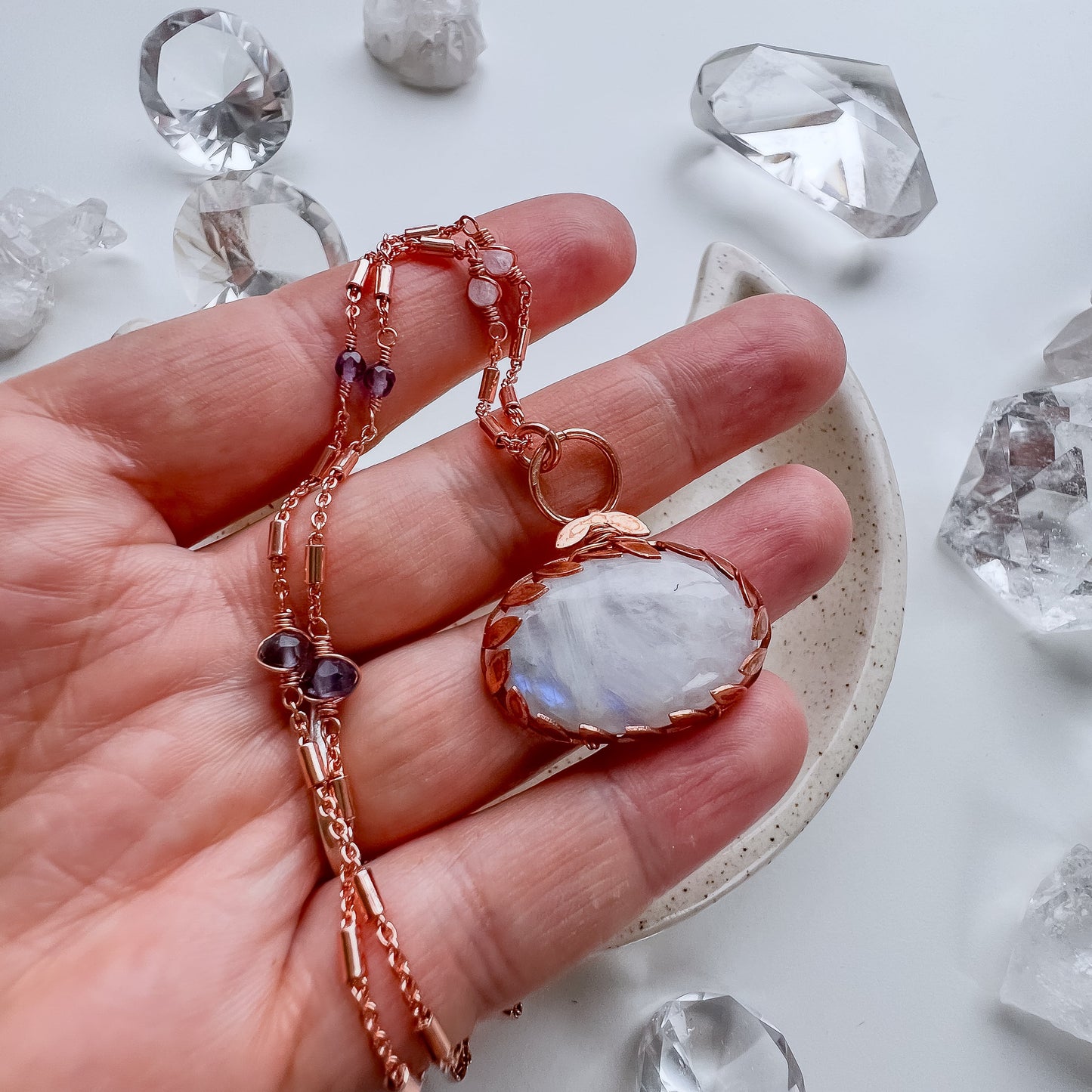 Rainbow Moonstone - by the light of the moon necklace.
