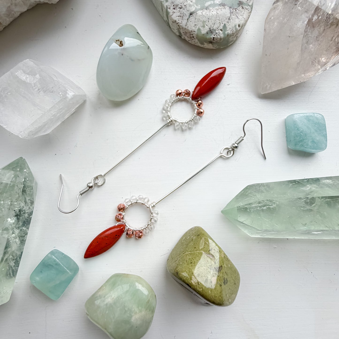š³ Grounded Resolve Earrings ā Clear Quartz, Hematite and Jasper Earrings
