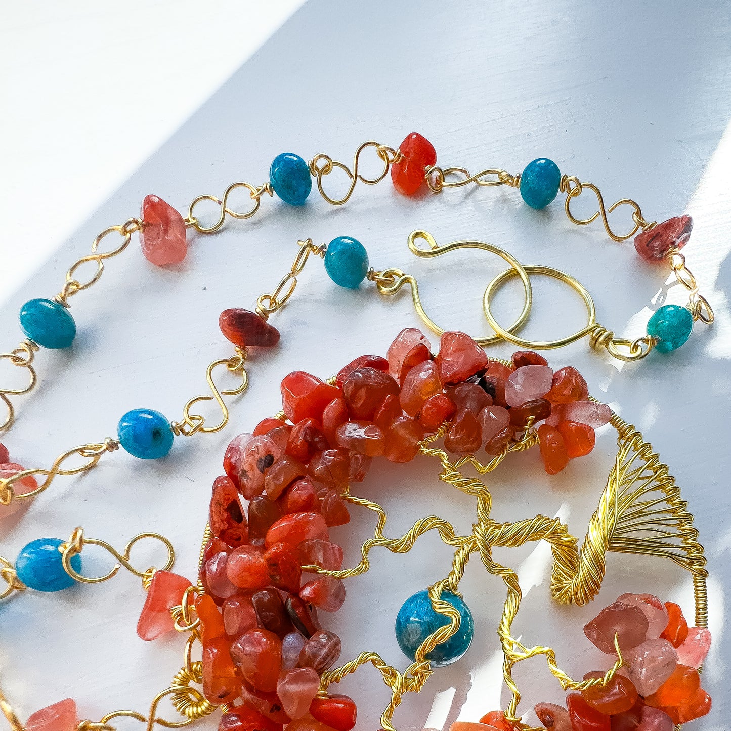 🌳✨❤️ Nanhong Agate and Neon Apatite Tree of Life Pendant ❤️✨🌳 Healing Forest Collection