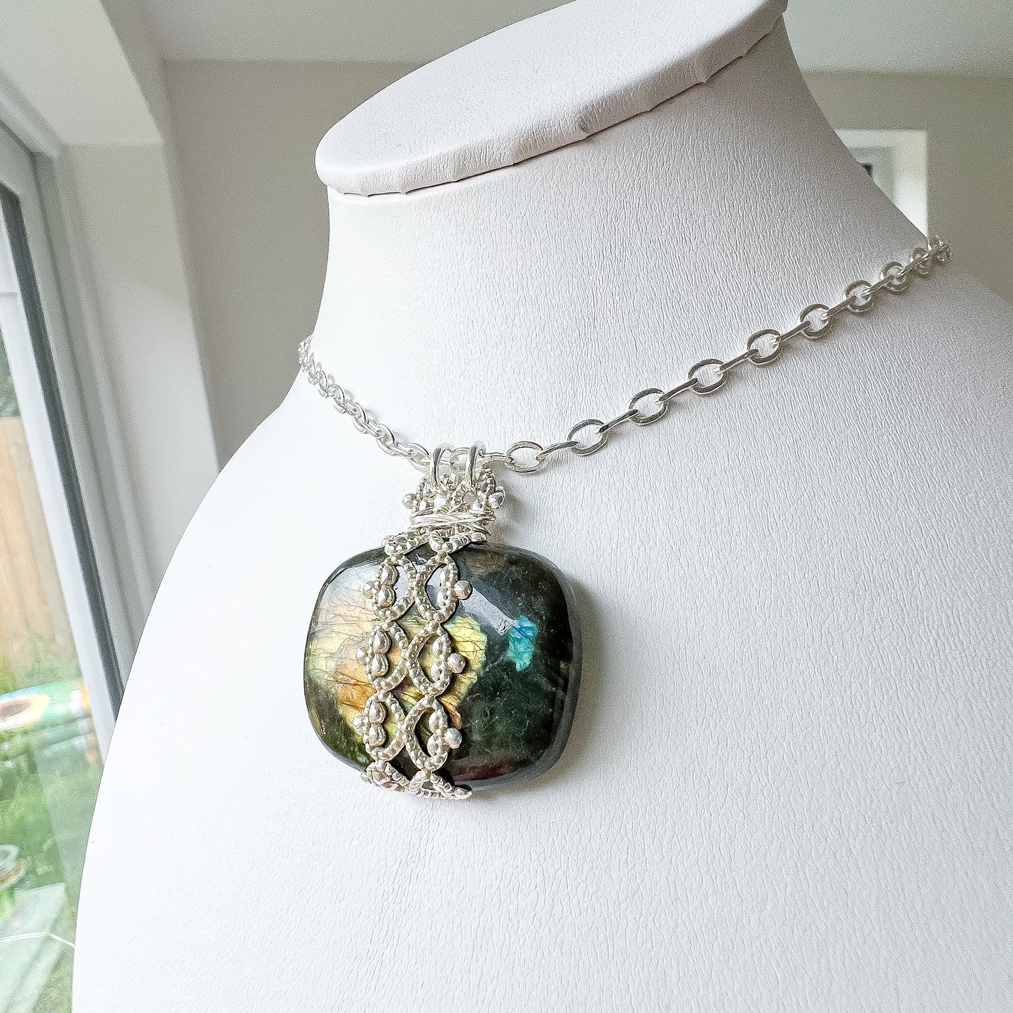 ✨🤍🩶 Labradorite Silver Lace Necklace 🩶🤍✨ Jewellery MakerTV Piece 🩷💚