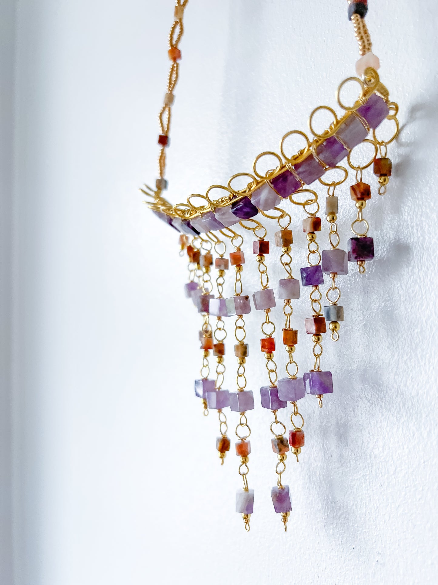 ✨ Celestial Cascade Choker — Amethyst & Crazy Lace Agate ✨