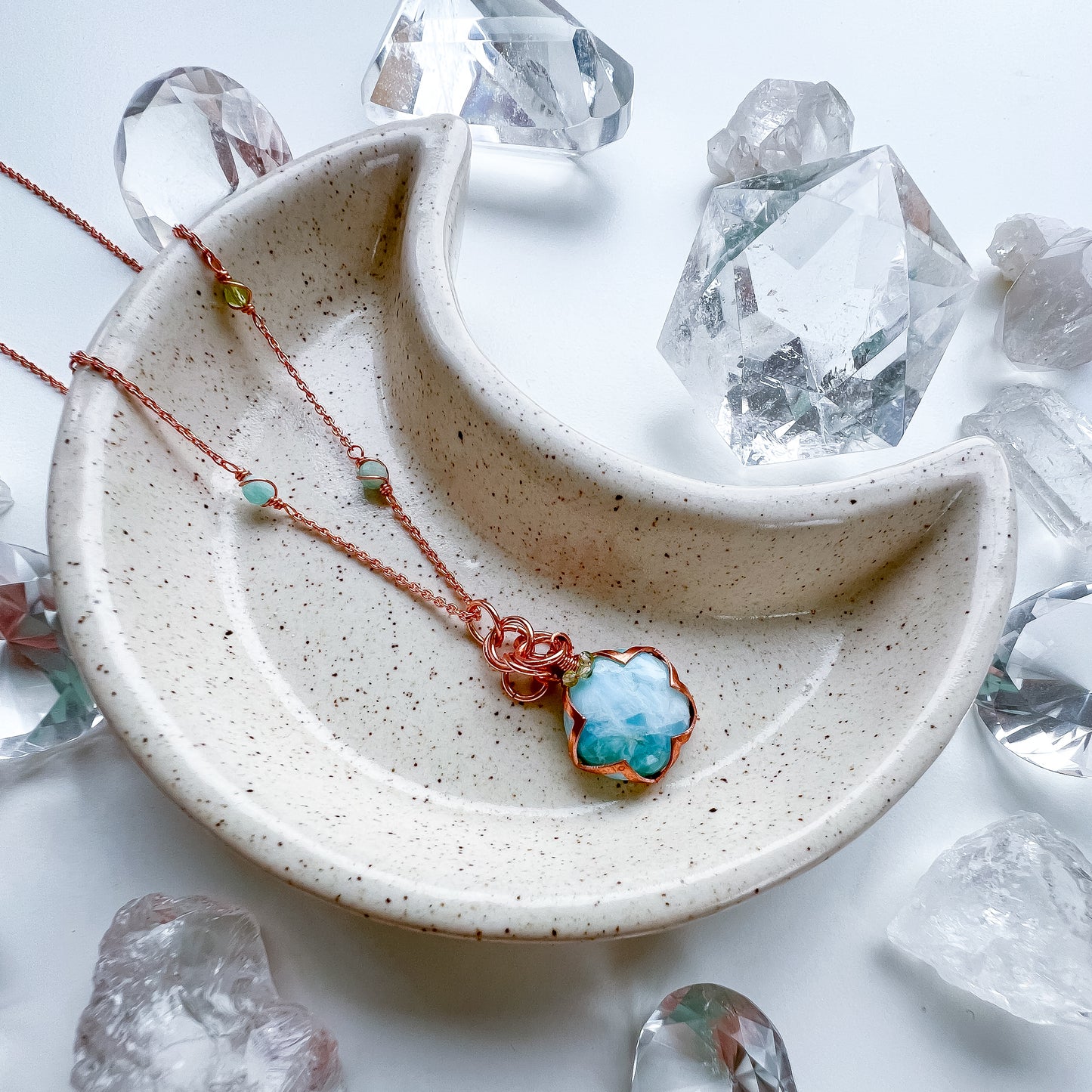 Larimar pendant - Tranquil Harmony Necklace: Healing Waves, Abundant Growth