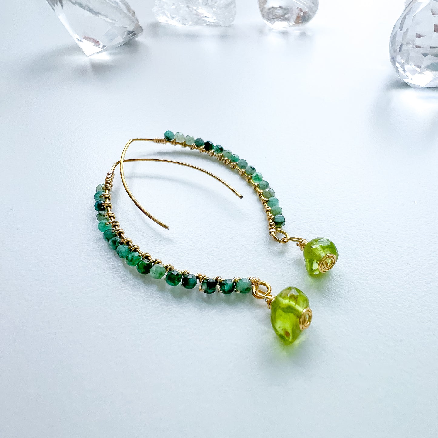 Emerald Goddess earrings gold