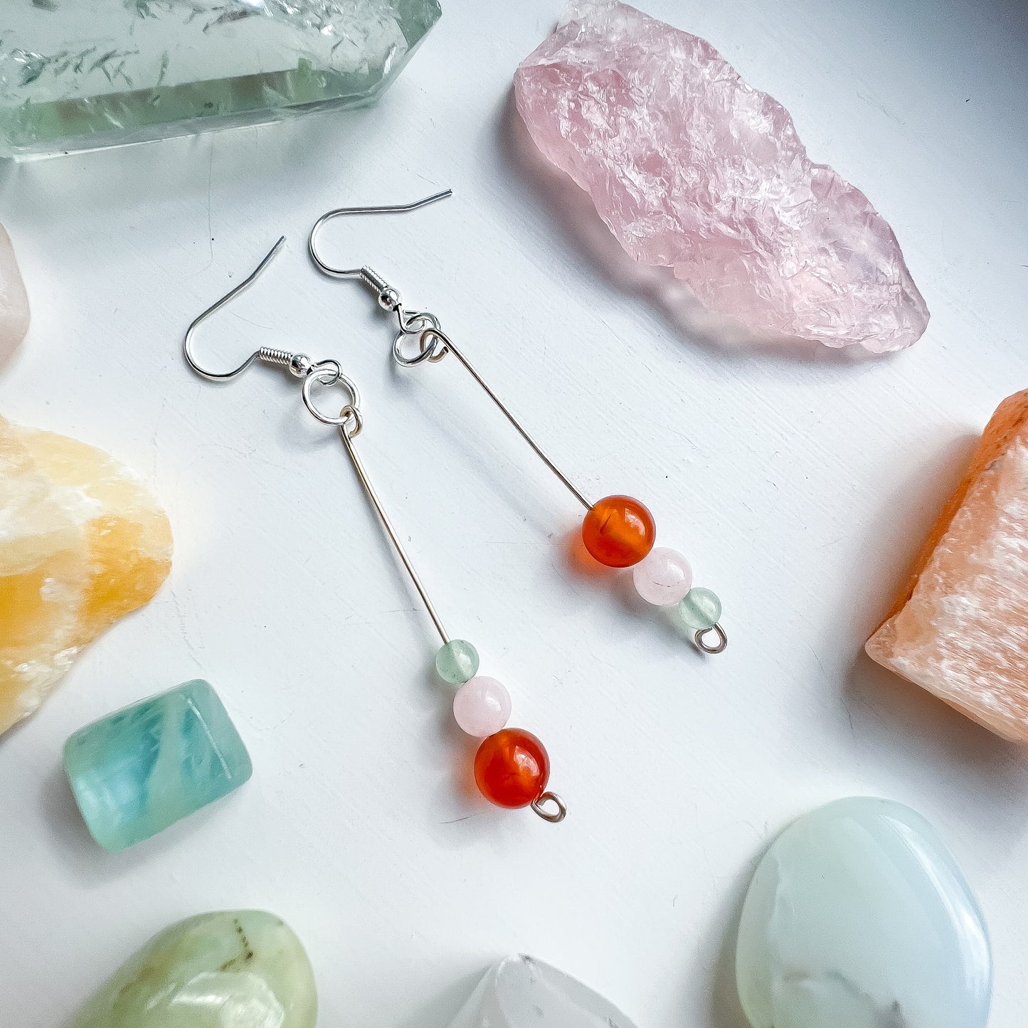 ๐ฅ๐ธ๐ Carnelian, Rose Quartz and Aventurine Drop Earrings ๐๐ธ๐ฅ Jewellery MakerTV Piece ๐ฉท๐