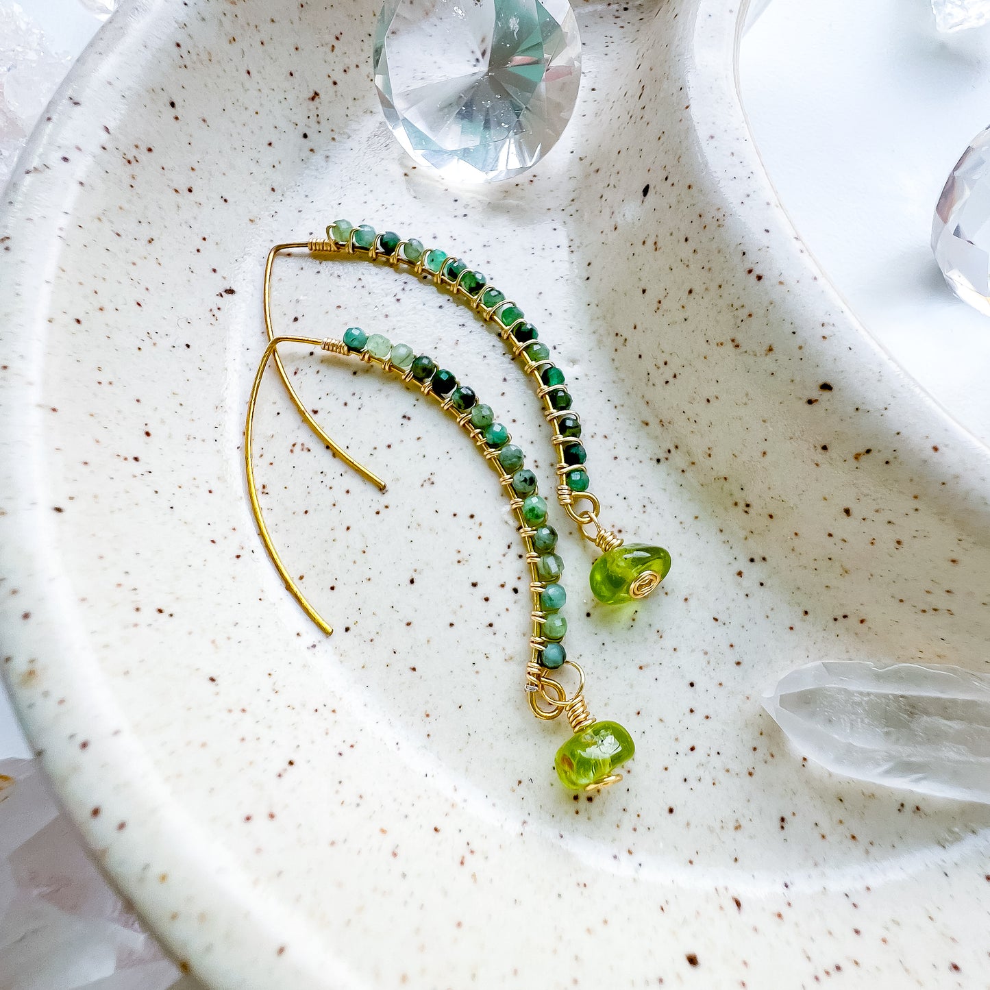 Emerald Goddess earrings gold