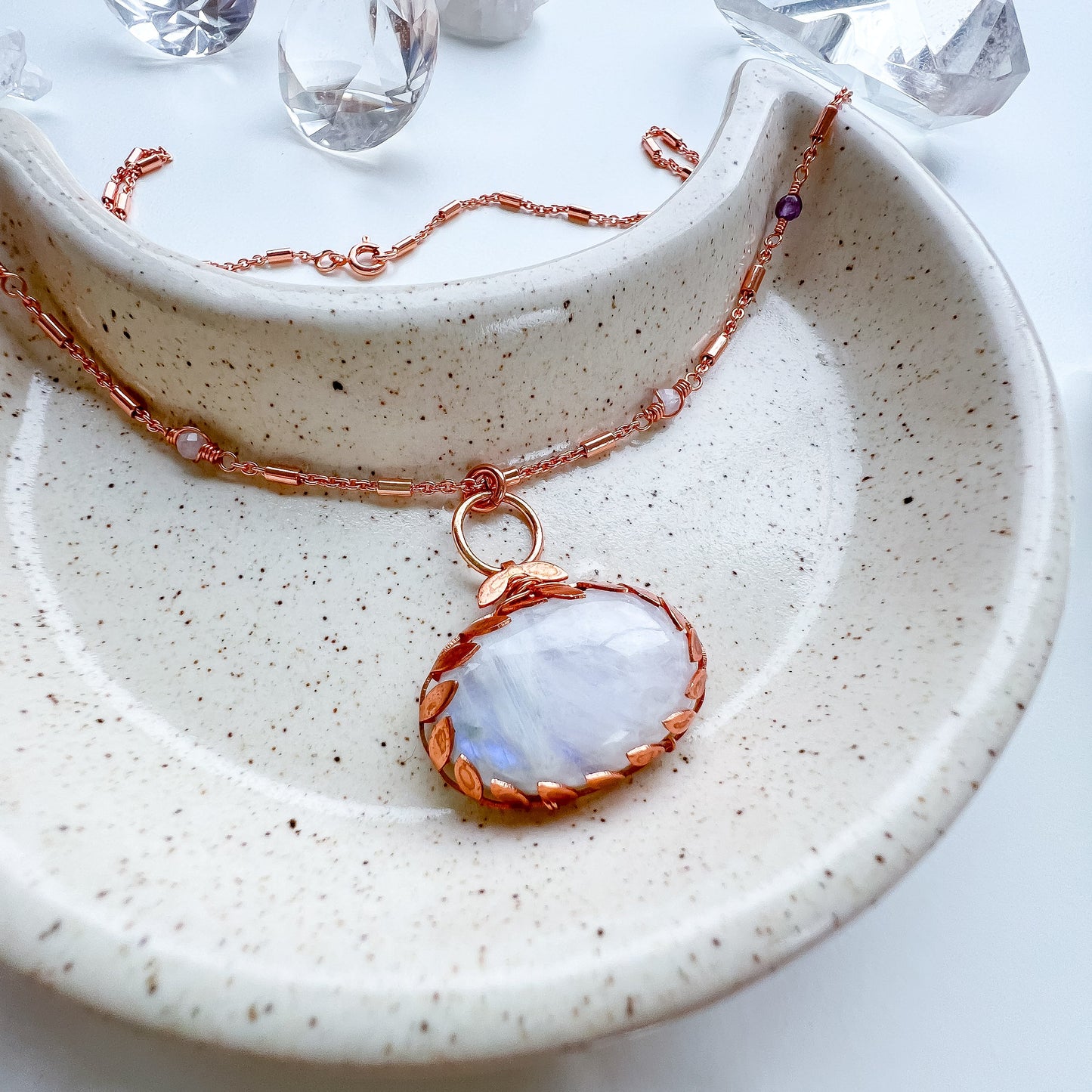 Rainbow Moonstone - by the light of the moon necklace.