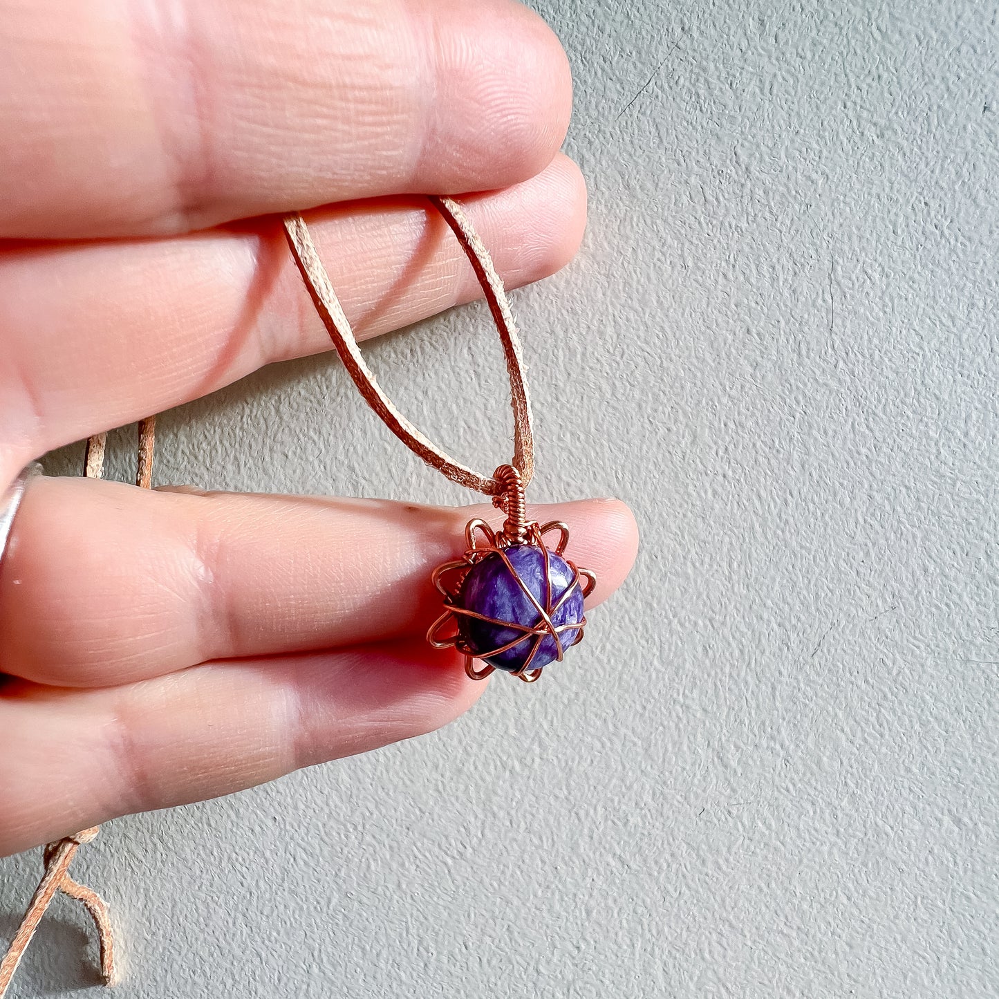 ☀️ Solar Soul Necklace – Charoite & Copper Radiance ☀️ Awaken. Align. Radiate.