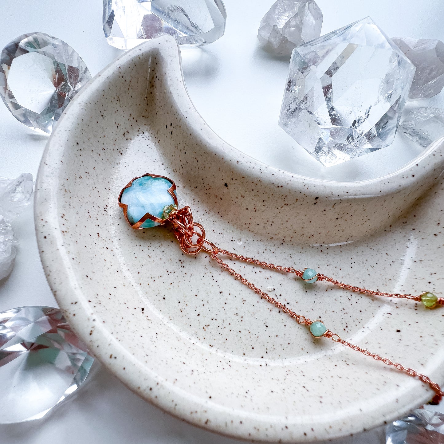 Larimar pendant - Tranquil Harmony Necklace: Healing Waves, Abundant Growth