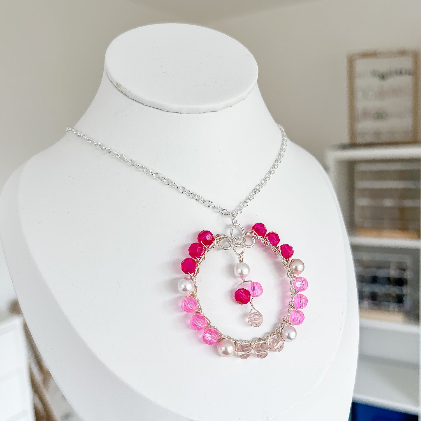 🩷🌸 Pink Blossom Circle Necklace ✨ Jewellery MakerTV Piece 🩷💚