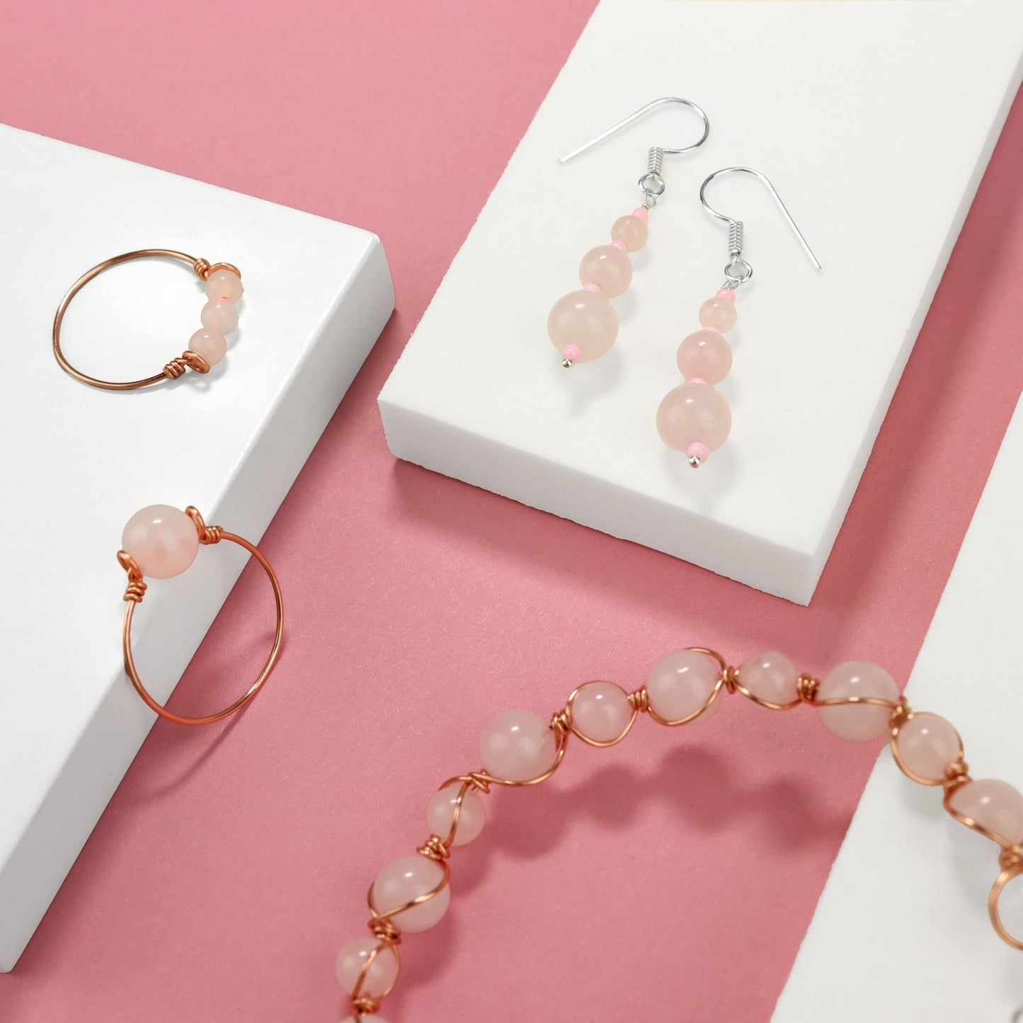 🌸 Rose Quartz Drop Earrings 🌸 Jewellery MakerTV Piece 🩷💚