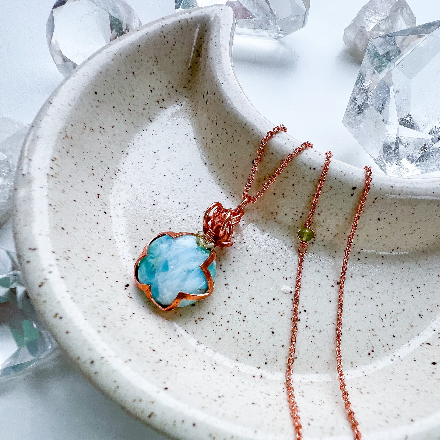 Larimar pendant - Tranquil Harmony Necklace: Healing Waves, Abundant Growth