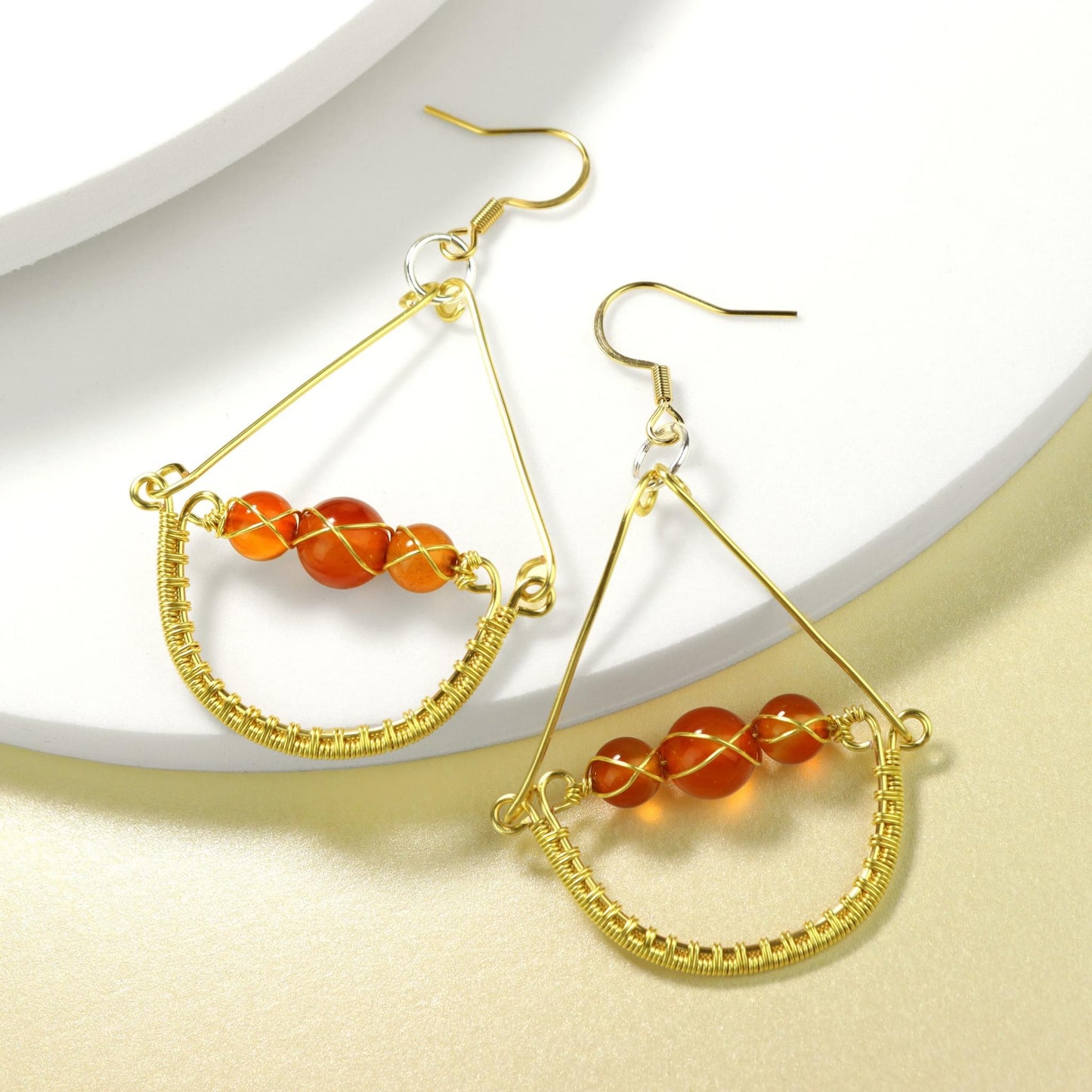 🌙🔥 Carnelian Crescent Drop Earrings 🔥🌙 Jewellery MakerTV Piece 🩷💚