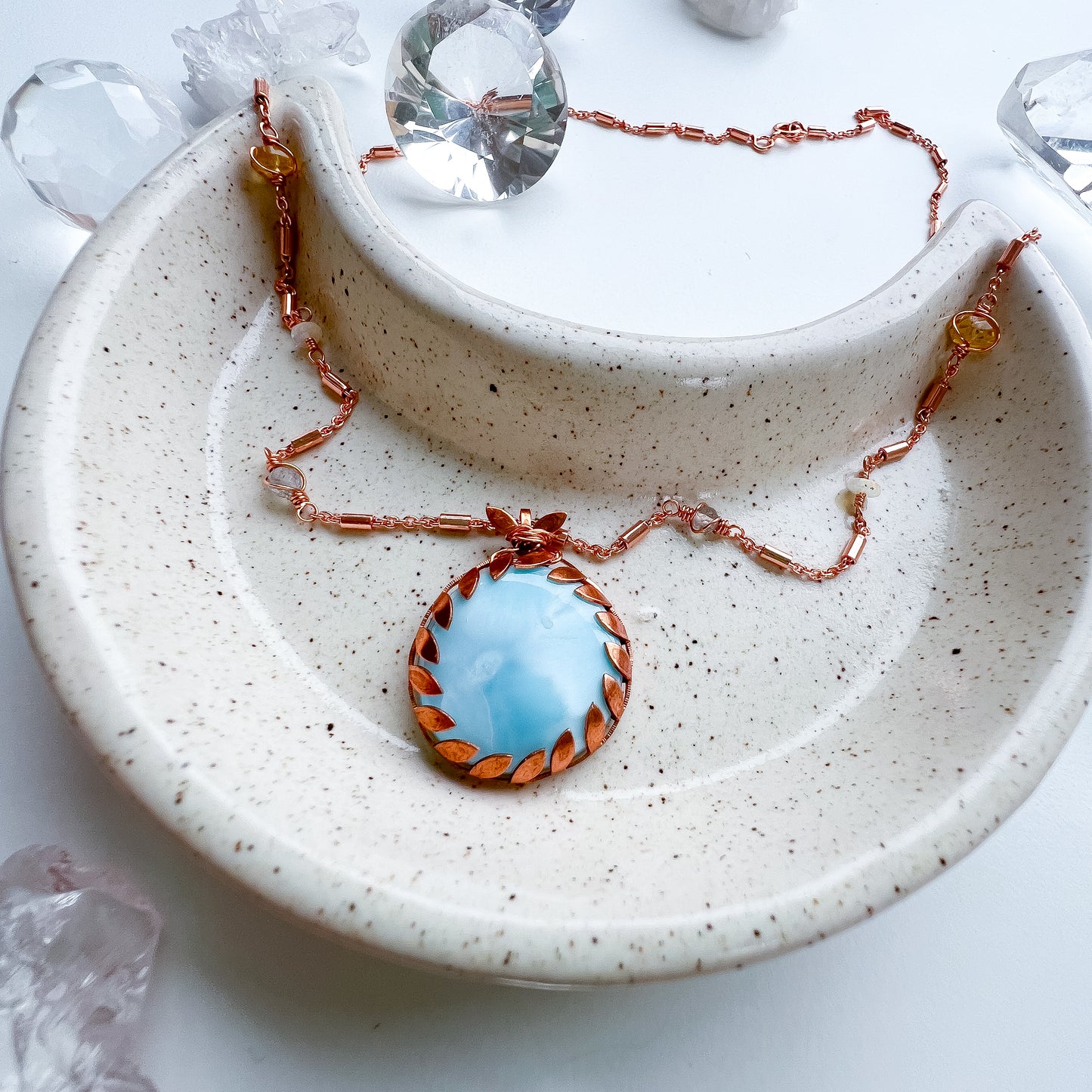 Large Larimar pendant - Ocean Harmony Necklace: Intuition Illuminated, Creativity Unleashed