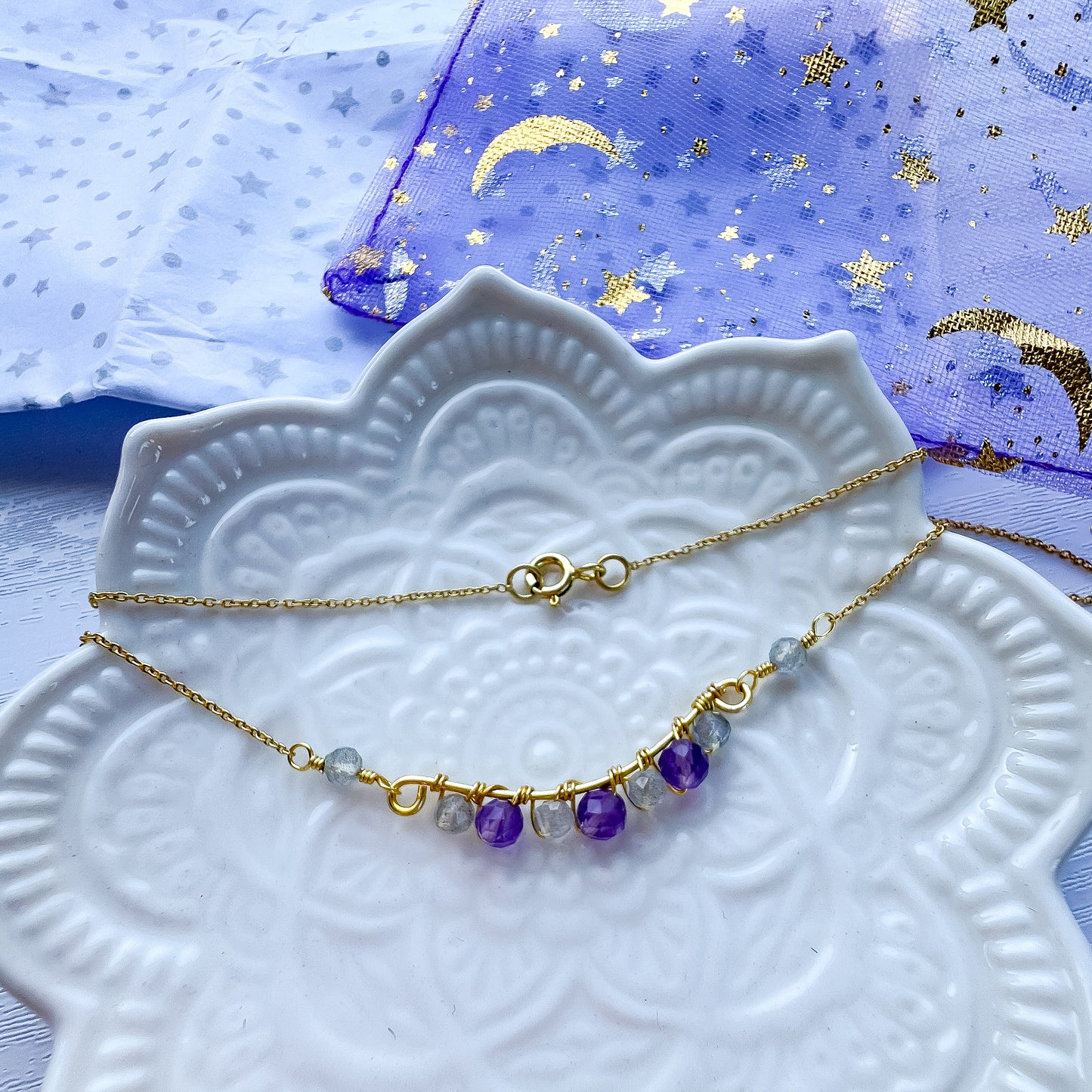 Chain adjustment - Kathryn M - Amethyst and Labradorite Gold Wave Necklace