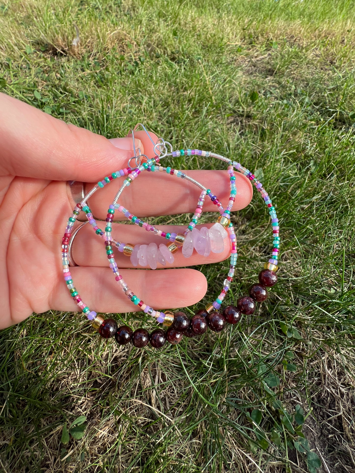 . ❤️ Grounded self love and acceptance earrings ❤️ with garnet and kunzite