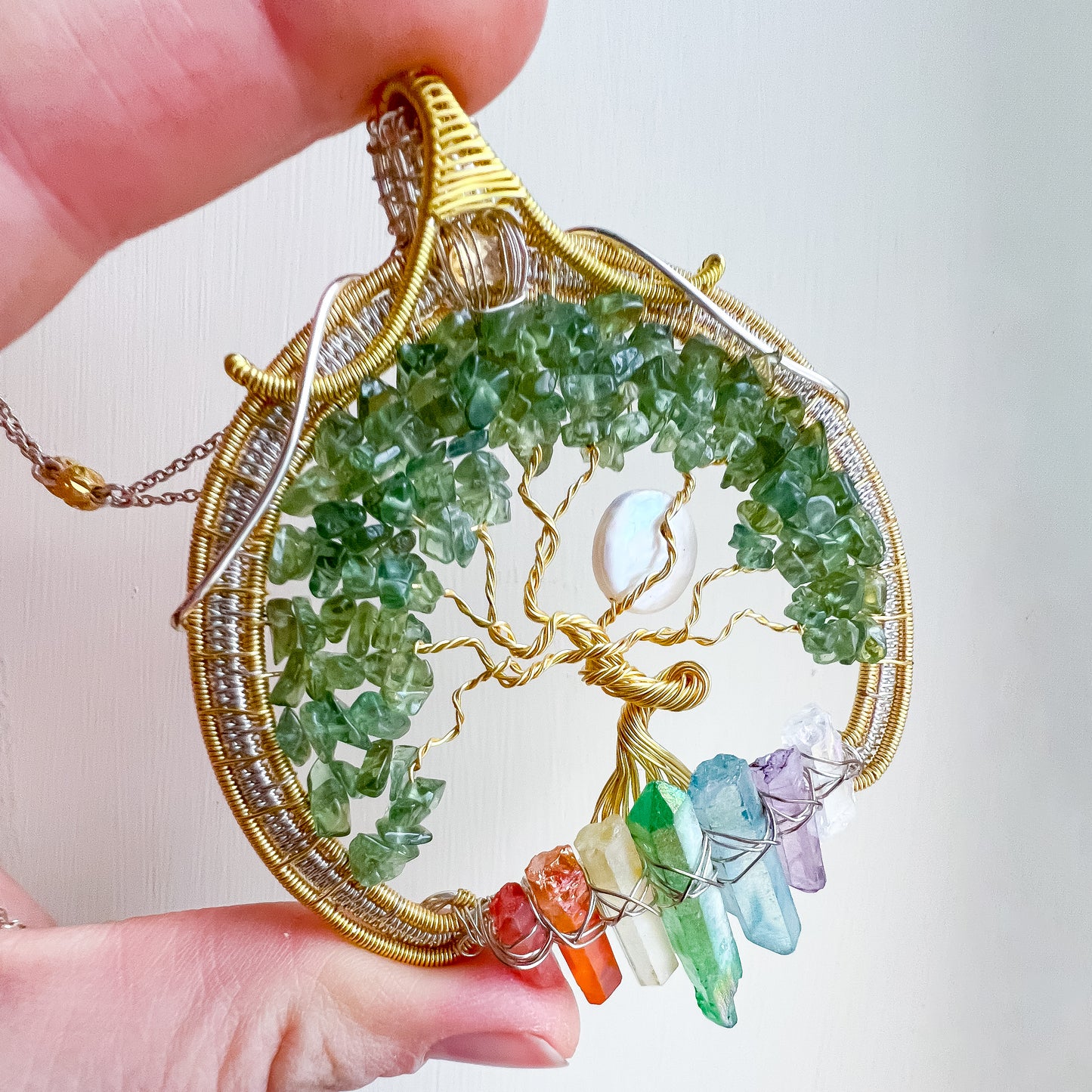 Enchanted Forest Collection 💎✨🌳 Green Apatite and Chakra Tree of Life Pendant