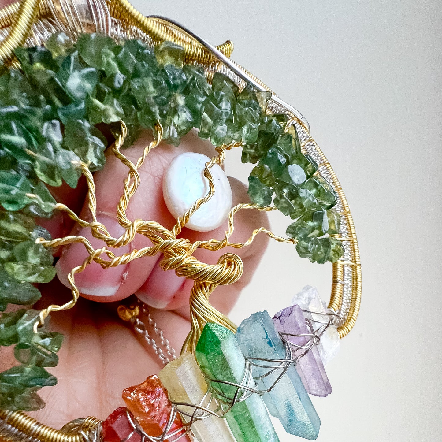 Enchanted Forest Collection 💎✨🌳 Green Apatite and Chakra Tree of Life Pendant