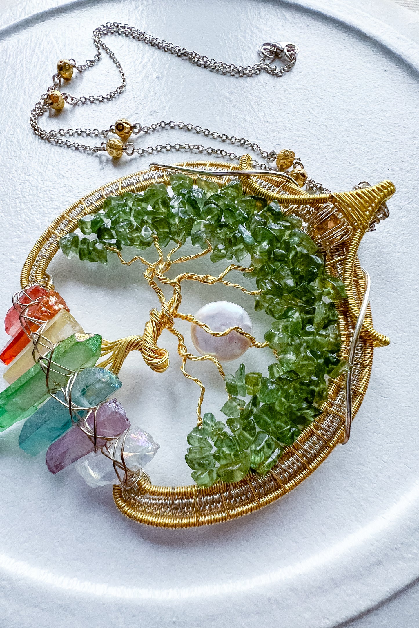 Enchanted Forest Collection 💎✨🌳 Green Apatite and Chakra Tree of Life Pendant