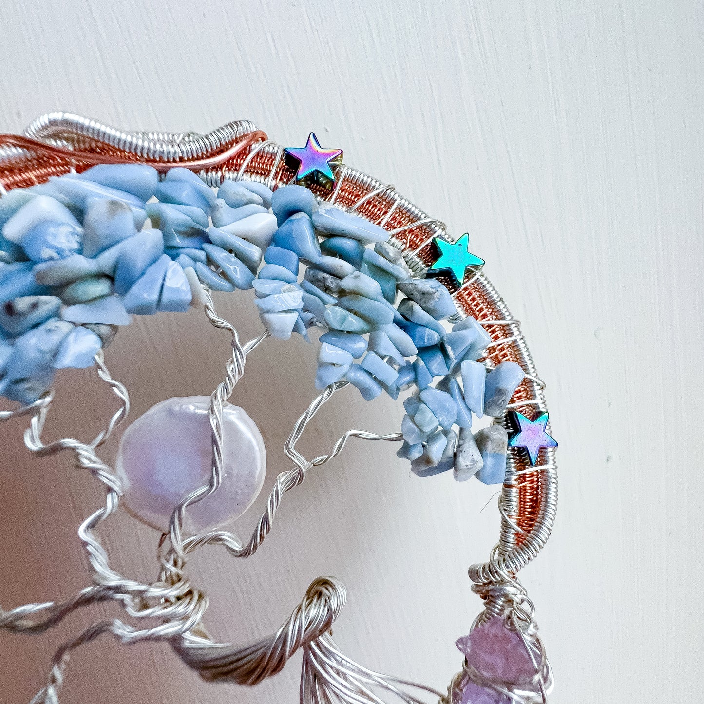 🌳✨💎 Enchanted Forest Collection 💎✨🌳 Blue Opal and Pink Amethyst Tree of Life Pendant