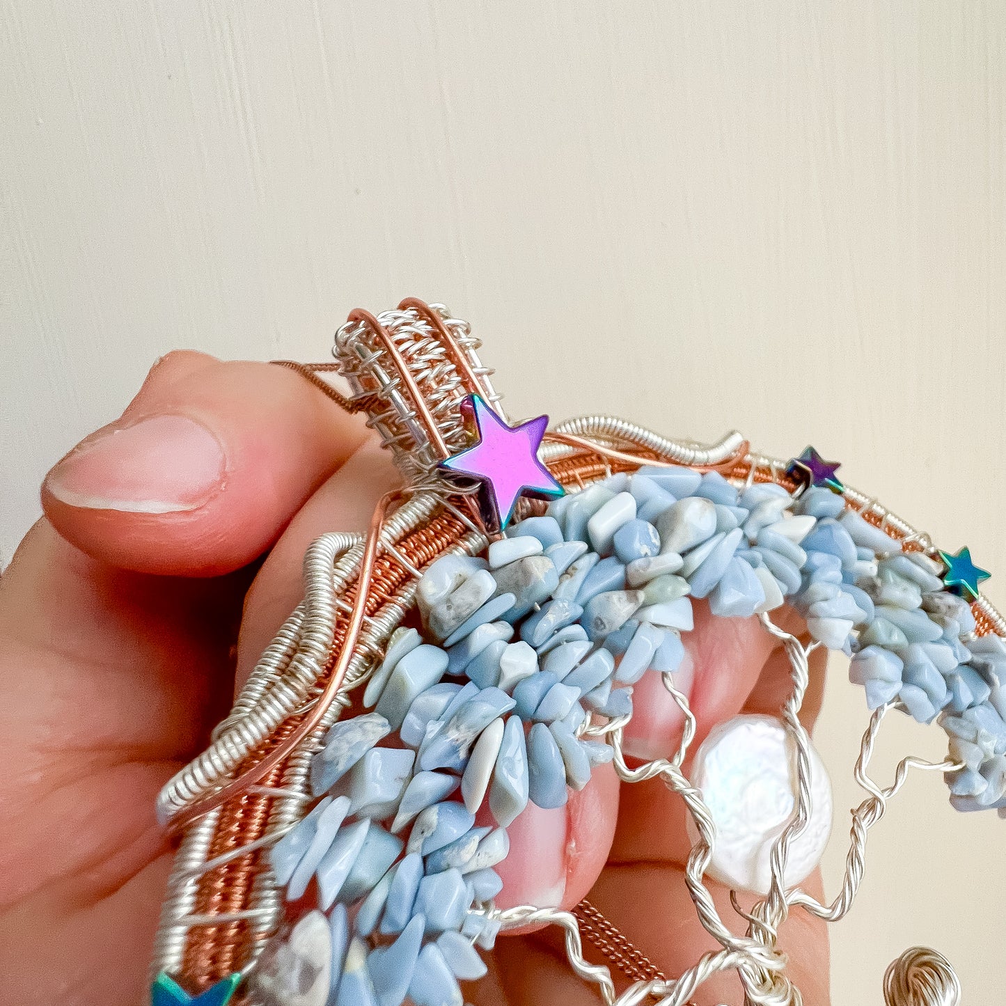 🌳✨💎 Enchanted Forest Collection 💎✨🌳 Blue Opal and Pink Amethyst Tree of Life Pendant