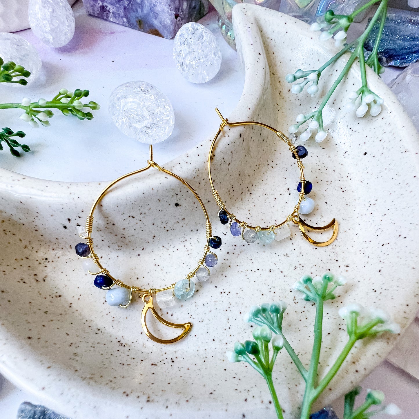 PRE-ORDERS - Gold colour - “Once in a blue moon” earrings