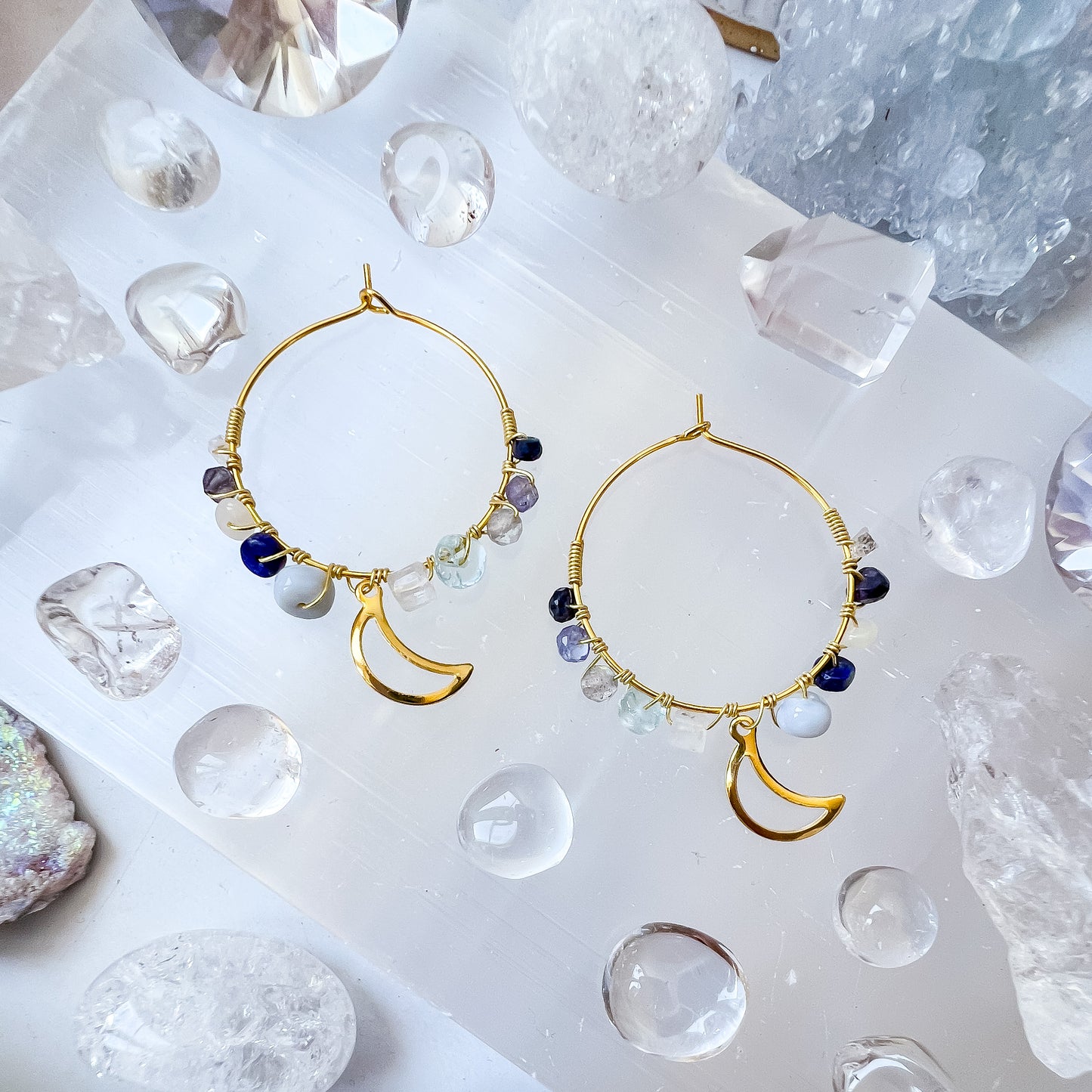 PRE-ORDERS - Gold colour - “Once in a blue moon” earrings