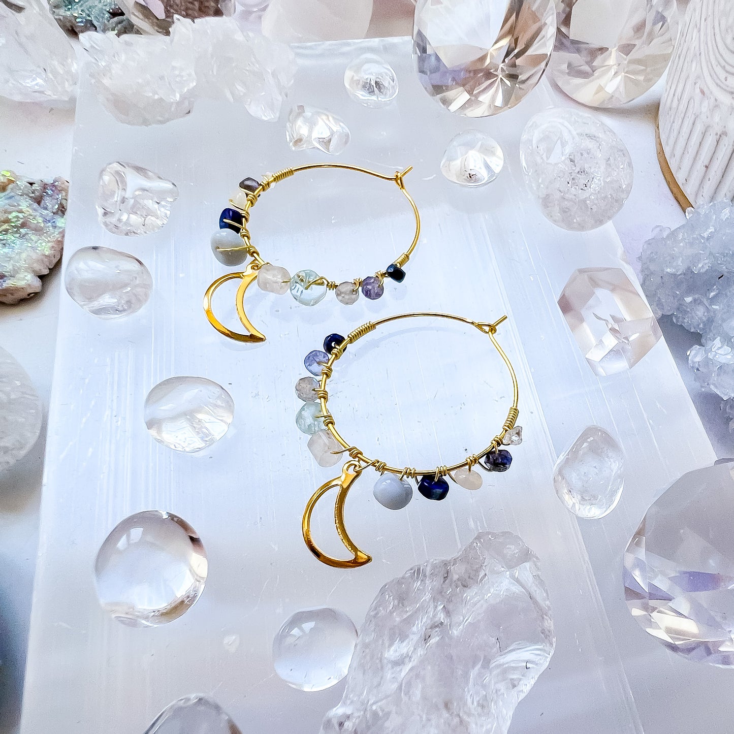 PRE-ORDERS - Gold colour - “Once in a blue moon” earrings